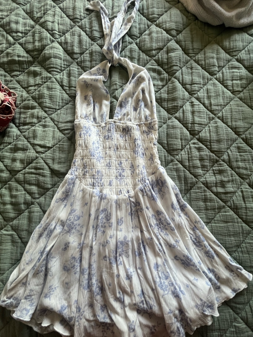 Garage White and Light Blue Halter Floral Sundress